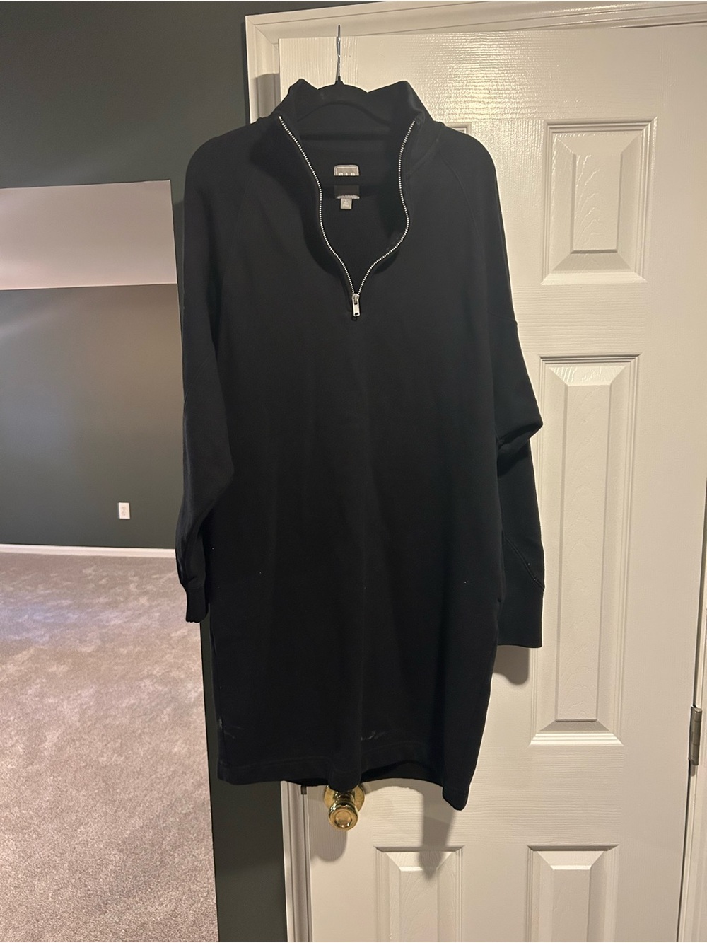 GAP Black Sweater Mini Dress with Quarter Zip
